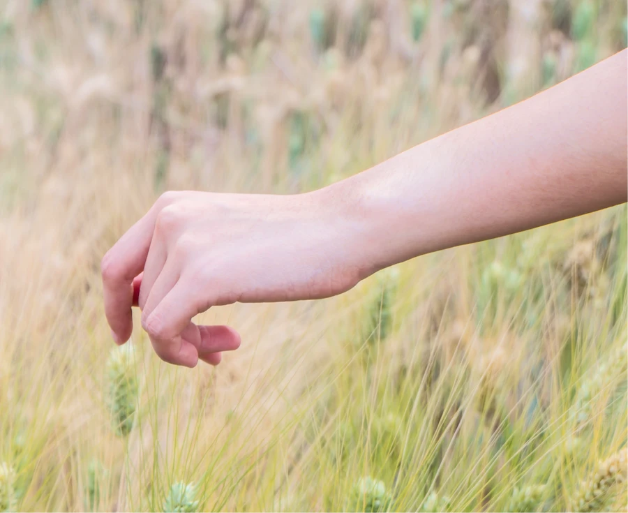 Mujer recogiendo una flor